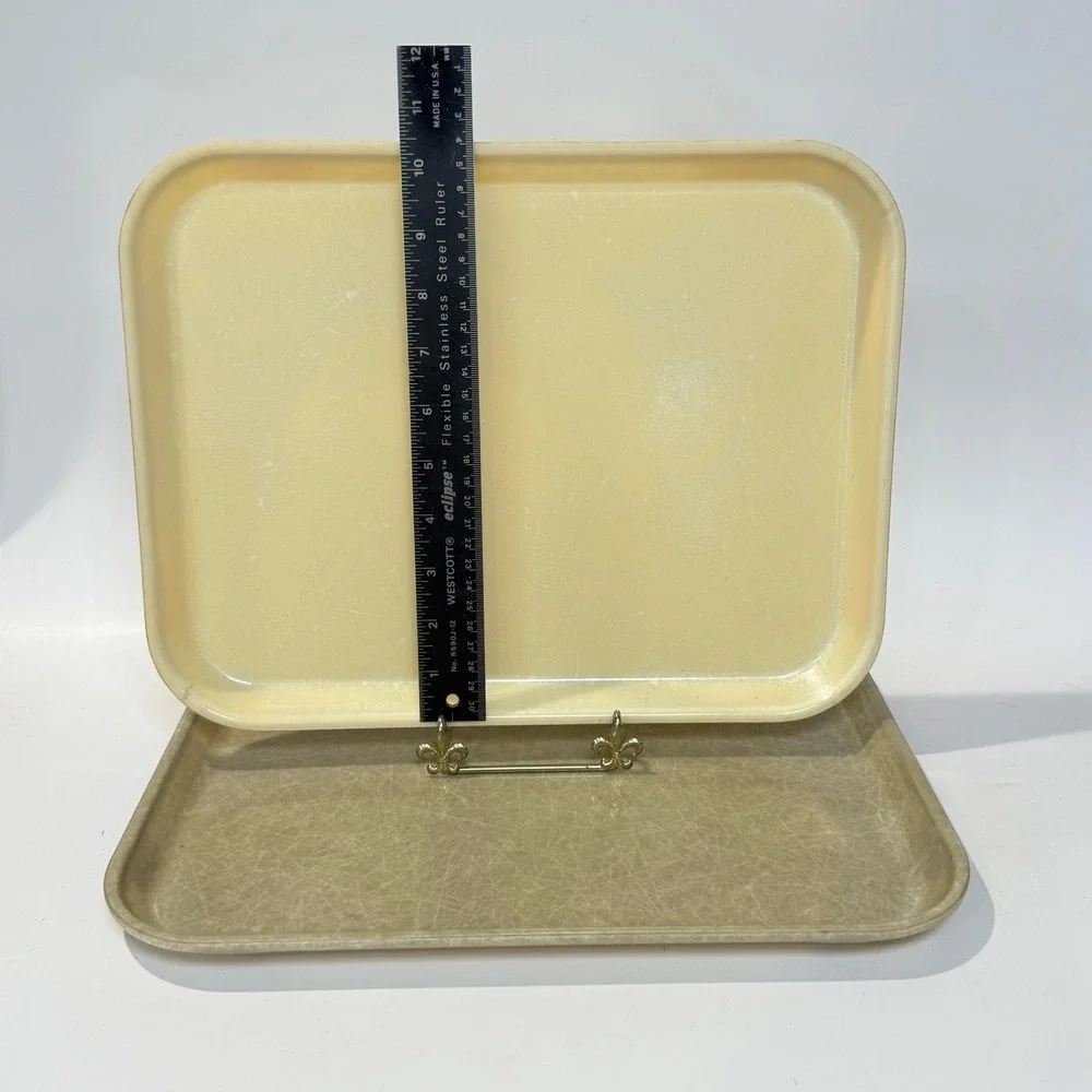 MCM Vintage Cambro Camtray Pair of Fiberglass Cafeteria Serving Trays USA 1974